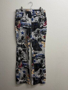 Vertigo Paris all over print jeans pin up cars flared